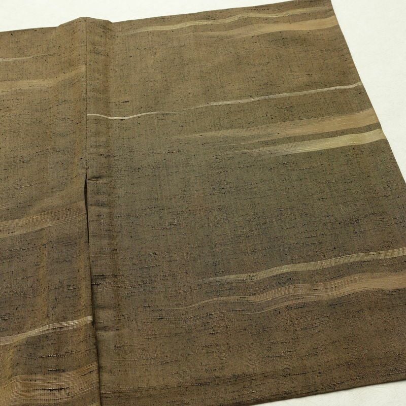 単衣 紬 バチ衿仕立て 正絹 縞柄・線柄 単衣仕立て 身丈149cm 裄丈62cm リサイクル着物 着物 モダン 紬着物 黄・黄土色_画像14