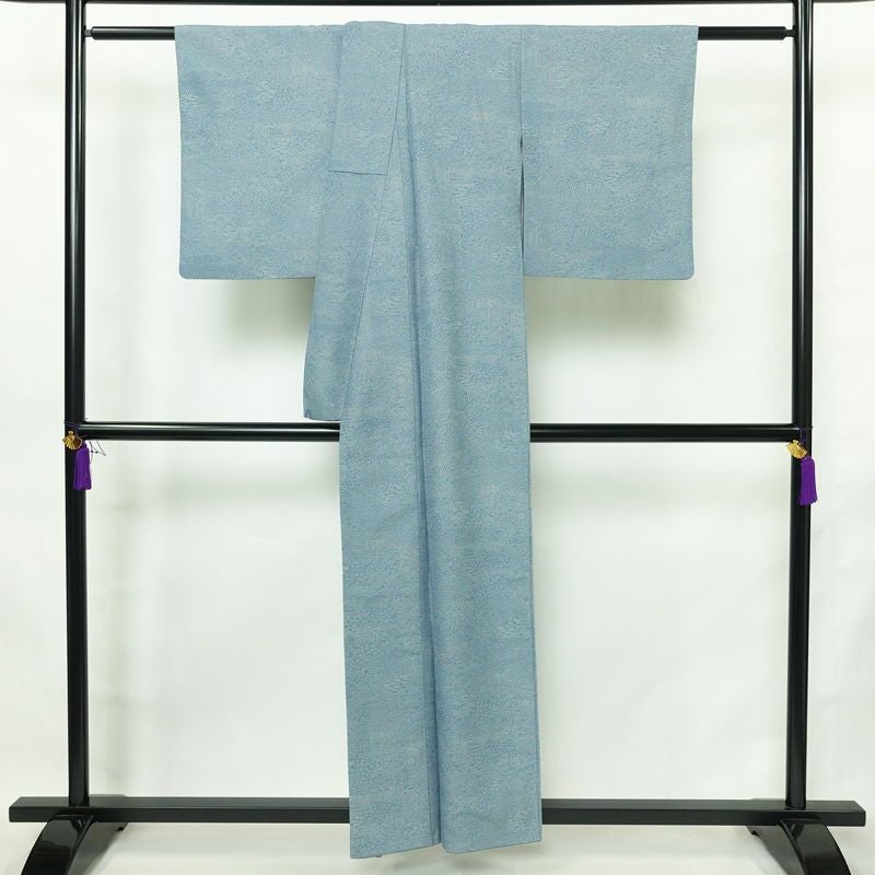 小紋 江戸小紋 混紡 古典柄 袷仕立て 身丈155.5cm 裄丈65.5cm リサイクル着物 着物 青・紺_画像2