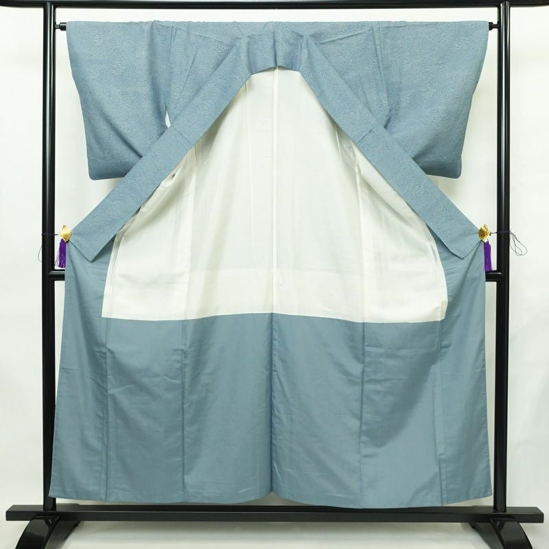 小紋 江戸小紋 混紡 古典柄 袷仕立て 身丈155.5cm 裄丈65.5cm リサイクル着物 着物 青・紺_画像3