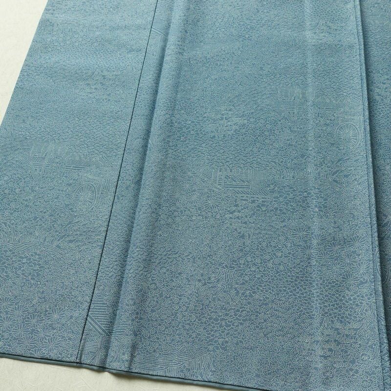 小紋 江戸小紋 混紡 古典柄 袷仕立て 身丈155.5cm 裄丈65.5cm リサイクル着物 着物 青・紺_画像4