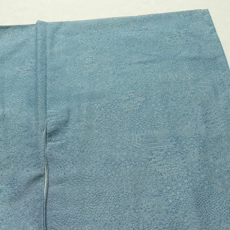 小紋 江戸小紋 混紡 古典柄 袷仕立て 身丈155.5cm 裄丈65.5cm リサイクル着物 着物 青・紺_画像14