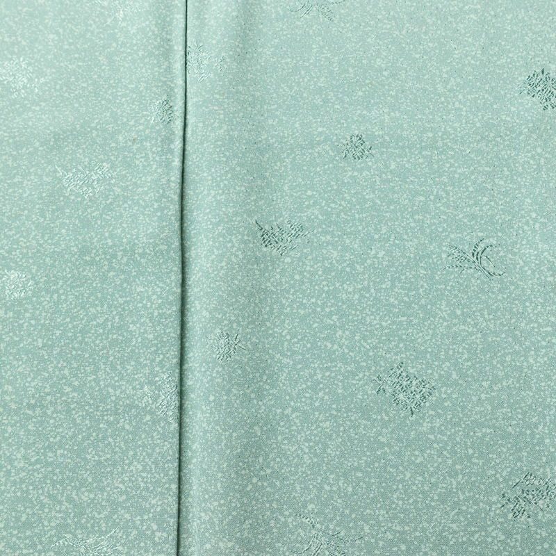 小紋 正絹 きもの志麻 木の葉・植物柄 袷仕立て 身丈161.5cm 裄丈64.5cm リサイクル着物 着物 シンプル ブルーグリーン 緑・うぐいす色_画像5