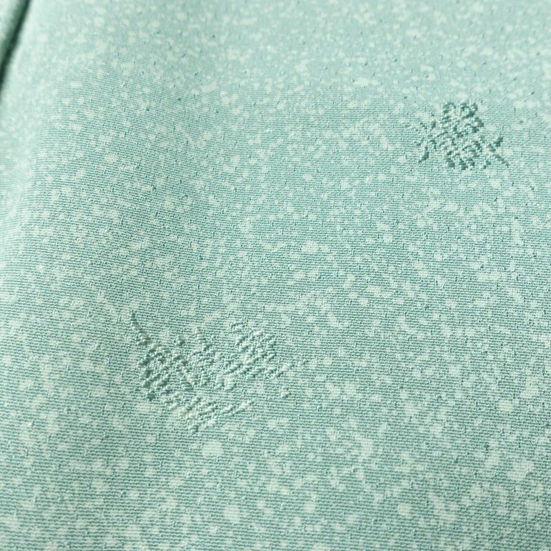 小紋 正絹 きもの志麻 木の葉・植物柄 袷仕立て 身丈161.5cm 裄丈64.5cm リサイクル着物 着物 シンプル ブルーグリーン 緑・うぐいす色_画像7