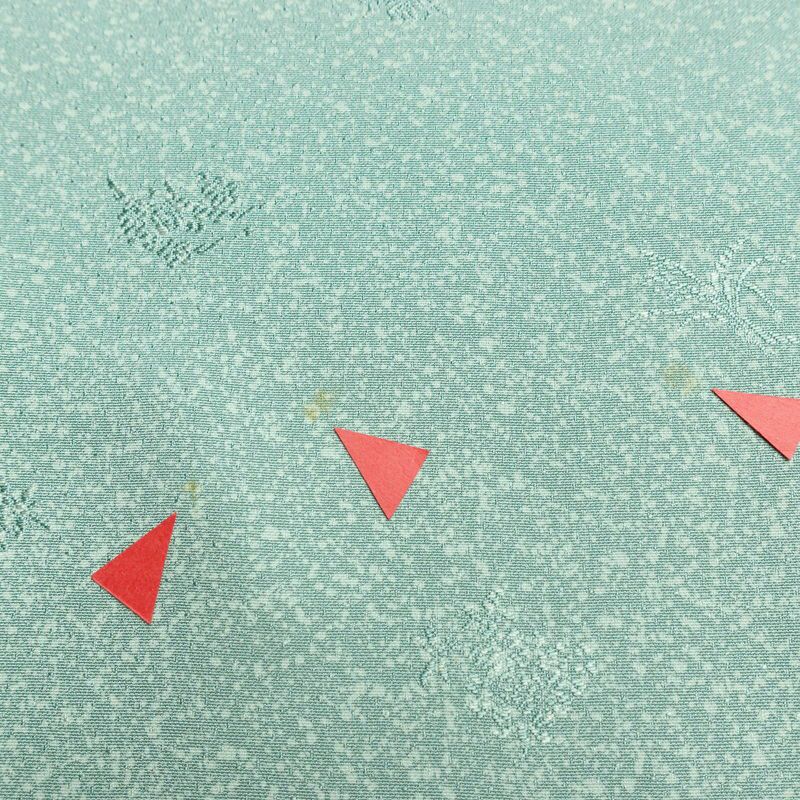 小紋 正絹 きもの志麻 木の葉・植物柄 袷仕立て 身丈161.5cm 裄丈64.5cm リサイクル着物 着物 シンプル ブルーグリーン 緑・うぐいす色_画像17