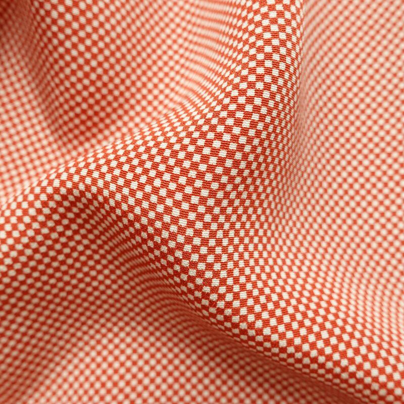 小紋 良品 しつけ糸付き バチ衿仕立て 正絹 チェック・格子柄 袷仕立て 身丈161.5cm 裄丈64.5cm リサイクル着物 着物 カジュアル 赤・朱_画像18