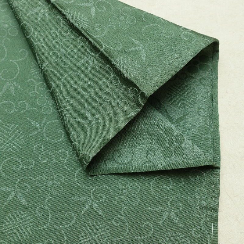単衣 色無地 しつけ糸付き 一つ紋付き 正絹 古典柄 単衣仕立て 身丈158cm 裄丈63cm リサイクル着物 着物 緑・うぐいす色_画像13