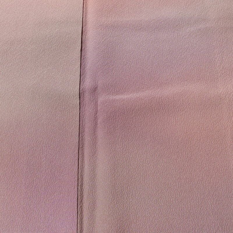 小紋 斉藤三才 落款入り 縮緬 一つ紋付き 正絹 その他の柄 袷仕立て 身丈155cm 裄丈64cm リサイクル着物 着物 紫・藤色_画像6