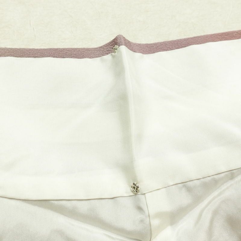 小紋 斉藤三才 落款入り 縮緬 一つ紋付き 正絹 その他の柄 袷仕立て 身丈155cm 裄丈64cm リサイクル着物 着物 紫・藤色_画像20