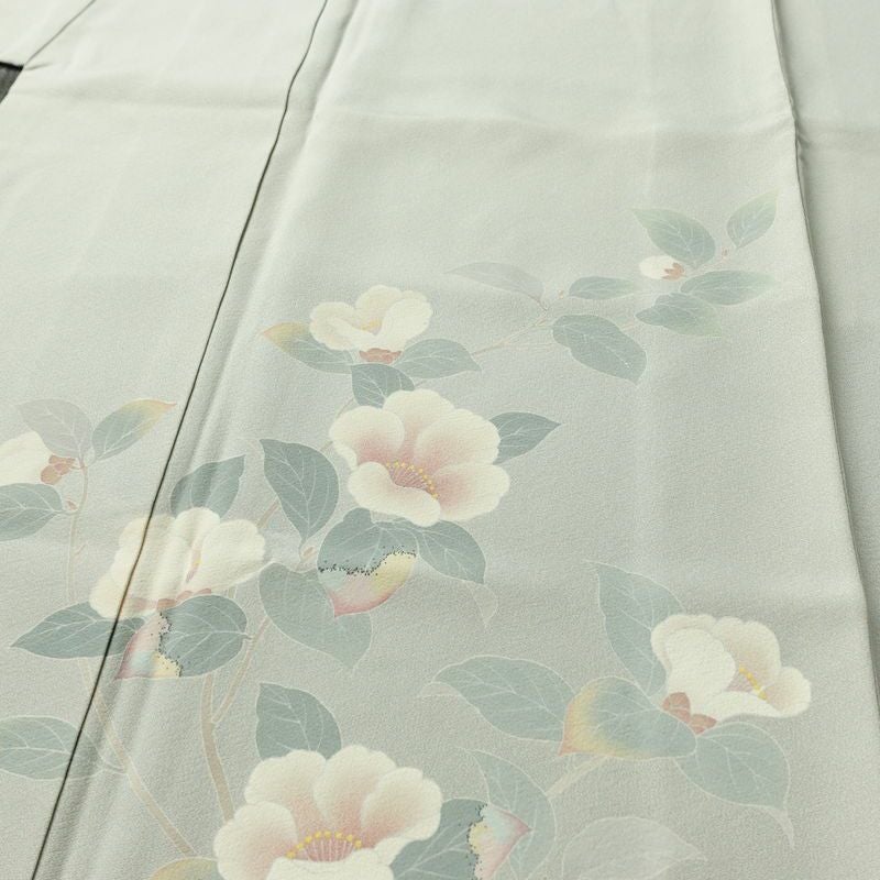 訪問着 落款入り 一つ紋付き 正絹 花柄 袷仕立て 身丈151.5cm 裄丈62.5cm リサイクル着物 着物 共八掛 入学式 卒業式 七五三 お宮参り フォーマル 上品 青・紺_画像5