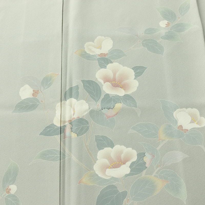 訪問着 落款入り 一つ紋付き 正絹 花柄 袷仕立て 身丈151.5cm 裄丈62.5cm リサイクル着物 着物 共八掛 入学式 卒業式 七五三 お宮参り フォーマル 上品 青・紺_画像6