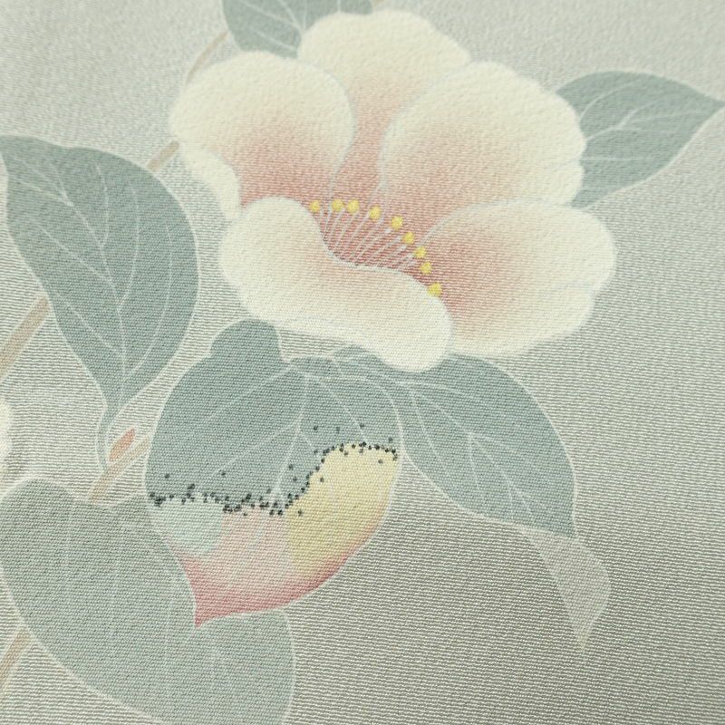 訪問着 落款入り 一つ紋付き 正絹 花柄 袷仕立て 身丈151.5cm 裄丈62.5cm リサイクル着物 着物 共八掛 入学式 卒業式 七五三 お宮参り フォーマル 上品 青・紺_画像7