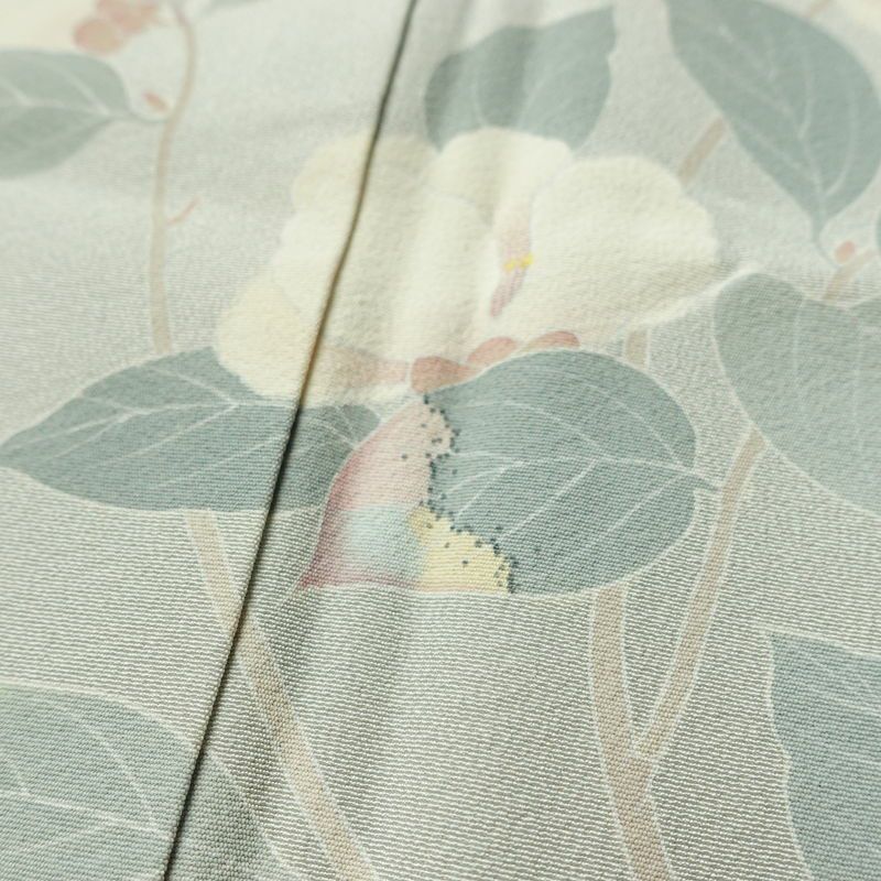 訪問着 落款入り 一つ紋付き 正絹 花柄 袷仕立て 身丈151.5cm 裄丈62.5cm リサイクル着物 着物 共八掛 入学式 卒業式 七五三 お宮参り フォーマル 上品 青・紺_画像9