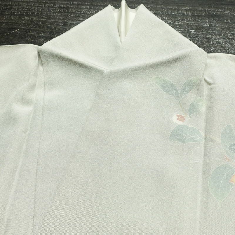 訪問着 落款入り 一つ紋付き 正絹 花柄 袷仕立て 身丈151.5cm 裄丈62.5cm リサイクル着物 着物 共八掛 入学式 卒業式 七五三 お宮参り フォーマル 上品 青・紺_画像17