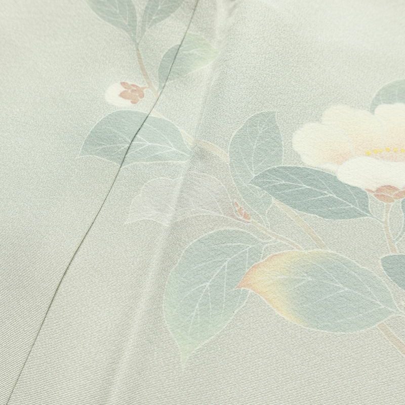 訪問着 落款入り 一つ紋付き 正絹 花柄 袷仕立て 身丈151.5cm 裄丈62.5cm リサイクル着物 着物 共八掛 入学式 卒業式 七五三 お宮参り フォーマル 上品 青・紺_画像18