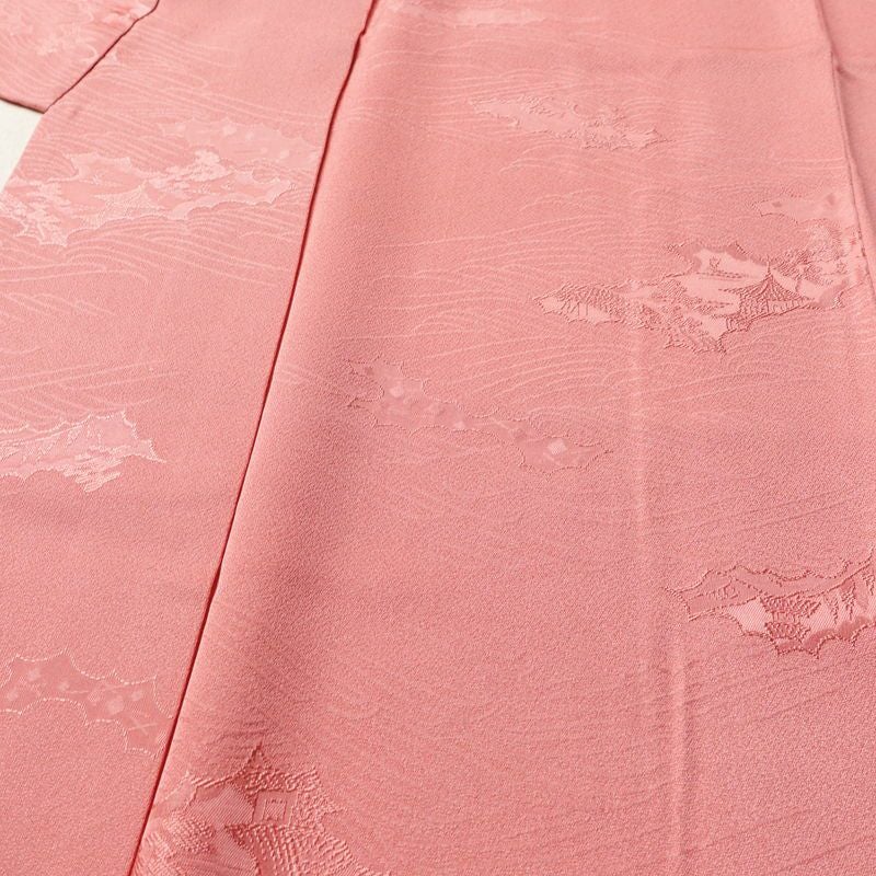 色無地 良品 一つ紋付き 正絹 古典柄 袷仕立て 身丈167cm 裄丈64.5cm リサイクル着物 着物 お茶会 フォーマル ピンク_画像5