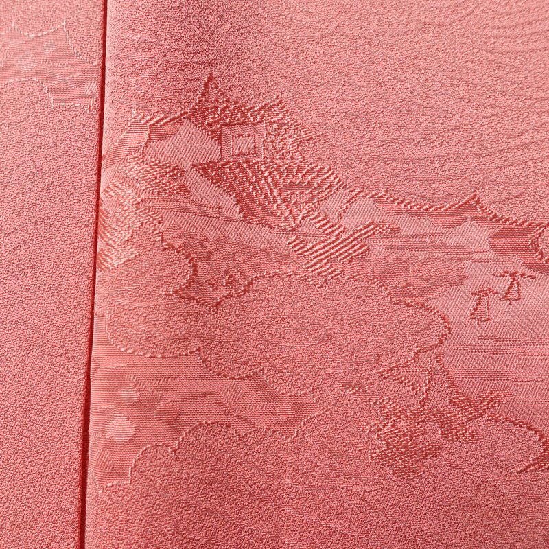 色無地 良品 一つ紋付き 正絹 古典柄 袷仕立て 身丈167cm 裄丈64.5cm リサイクル着物 着物 お茶会 フォーマル ピンク_画像7