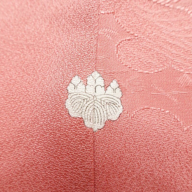 色無地 良品 一つ紋付き 正絹 古典柄 袷仕立て 身丈167cm 裄丈64.5cm リサイクル着物 着物 お茶会 フォーマル ピンク_画像13