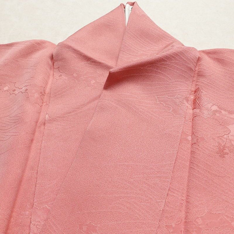 色無地 良品 一つ紋付き 正絹 古典柄 袷仕立て 身丈167cm 裄丈64.5cm リサイクル着物 着物 お茶会 フォーマル ピンク_画像17