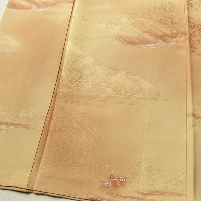 小紋 正絹 風景柄 袷仕立て 身丈152.5cm 裄丈65cm リサイクル着物 着物 多色使い_画像4