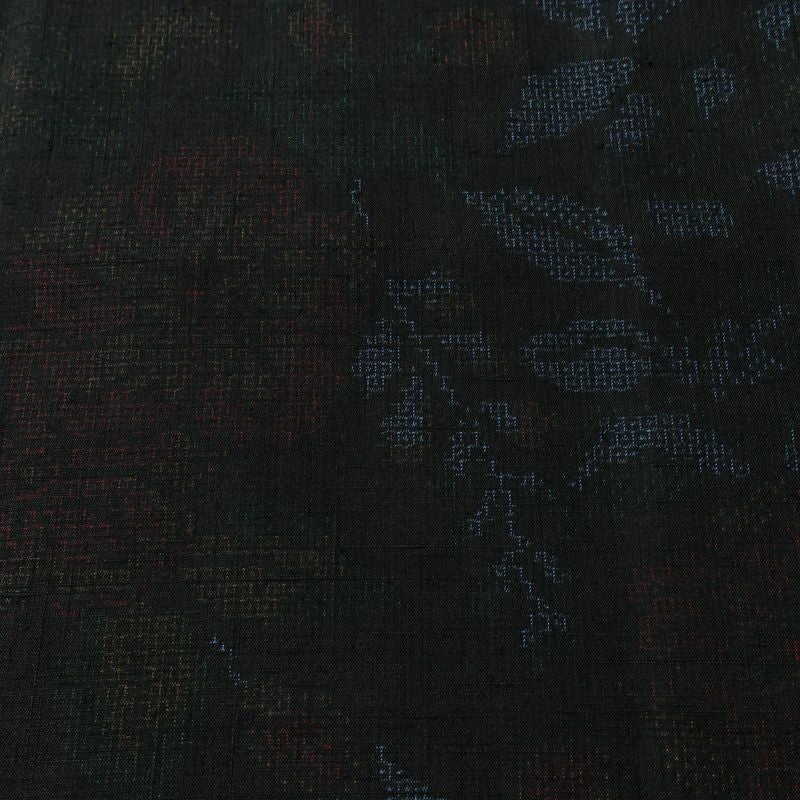 紬 しつけ糸付き 正絹 木の葉・植物柄 袷仕立て 身丈154cm 裄丈63cm リサイクル着物 着物 青・紺_画像7