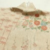 訪問着 良品 落款入り 縮緬 正絹 花柄 袷仕立て 身丈159.5cm 裄丈63cm リサイクル着物 着物 共八掛 金彩 パーティー フォーマル ベージュ_画像17