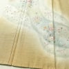 付け下げ 落款入り しつけ糸付き 一つ紋付き 正絹 花柄 袷仕立て 身丈162cm 裄丈63cm リサイクル着物 着物 洒落 紬地 ベージュ_画像4