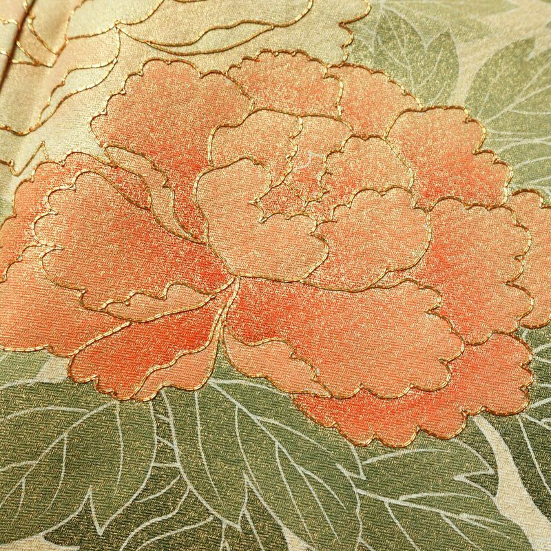 訪問着 良品 金駒刺繍 しつけ糸付き 一つ紋付き 正絹 花柄 袷仕立て 身丈165cm 裄丈66.5cm リサイクル着物 着物 箔 入学式 卒業式 七五三 お宮参り フォーマル ベージュ_画像7