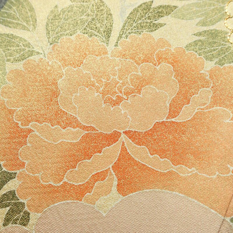 訪問着 良品 金駒刺繍 しつけ糸付き 一つ紋付き 正絹 花柄 袷仕立て 身丈165cm 裄丈66.5cm リサイクル着物 着物 箔 入学式 卒業式 七五三 お宮参り フォーマル ベージュ_画像9