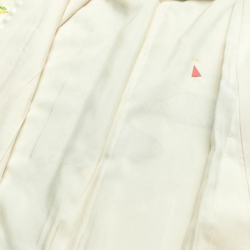 振袖 金駒刺繍 正絹 古典柄 袷仕立て 身丈160cm 裄丈66cm リサイクル着物 着物 孔雀 刺繍 箔 白_画像20