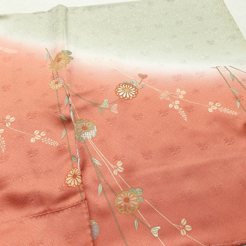 訪問着 良品 しつけ糸付き 綸子 正絹 花柄 袷仕立て 身丈161.5cm 裄丈66cm リサイクル着物 着物 箔 入学式 卒業式 七五三 お宮参り フォーマル 緑・うぐいす色_画像14