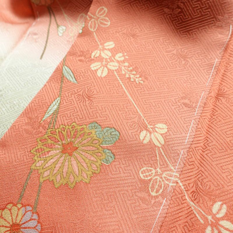 訪問着 良品 しつけ糸付き 綸子 正絹 花柄 袷仕立て 身丈161.5cm 裄丈66cm リサイクル着物 着物 箔 入学式 卒業式 七五三 お宮参り フォーマル 緑・うぐいす色_画像18