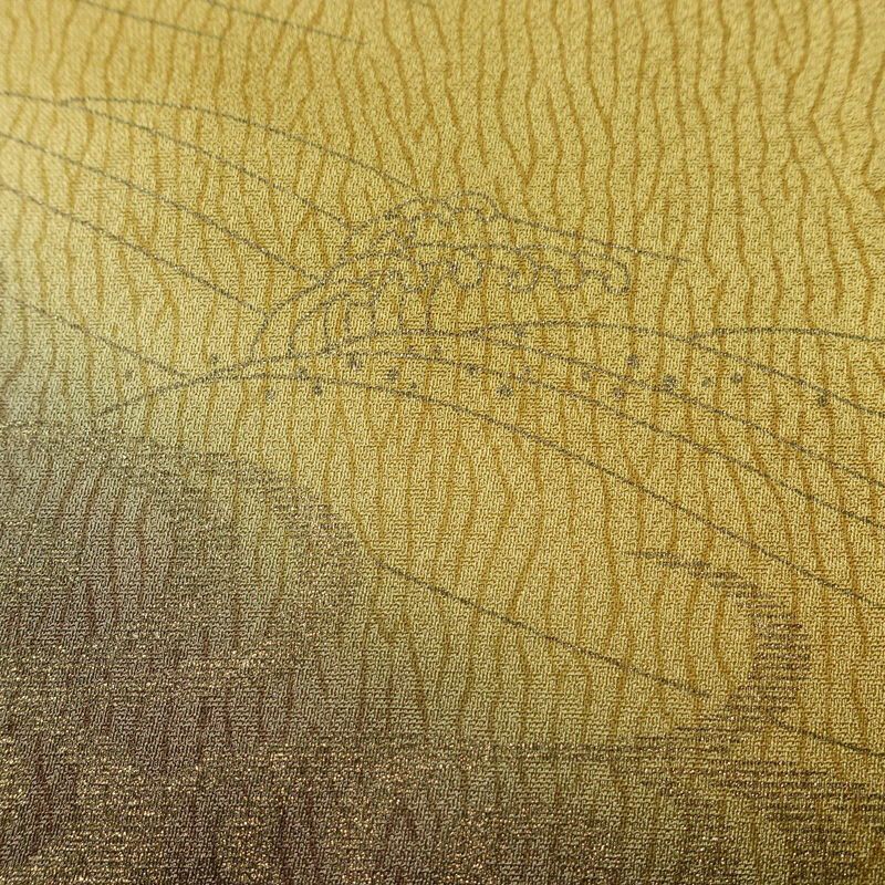 訪問着 正絹 木の葉・植物柄 袷仕立て 身丈157.5cm 裄丈63cm リサイクル着物 着物 刺繍 箔 入学式 卒業式 七五三 お宮参り フォーマル 黄・黄土色_画像10