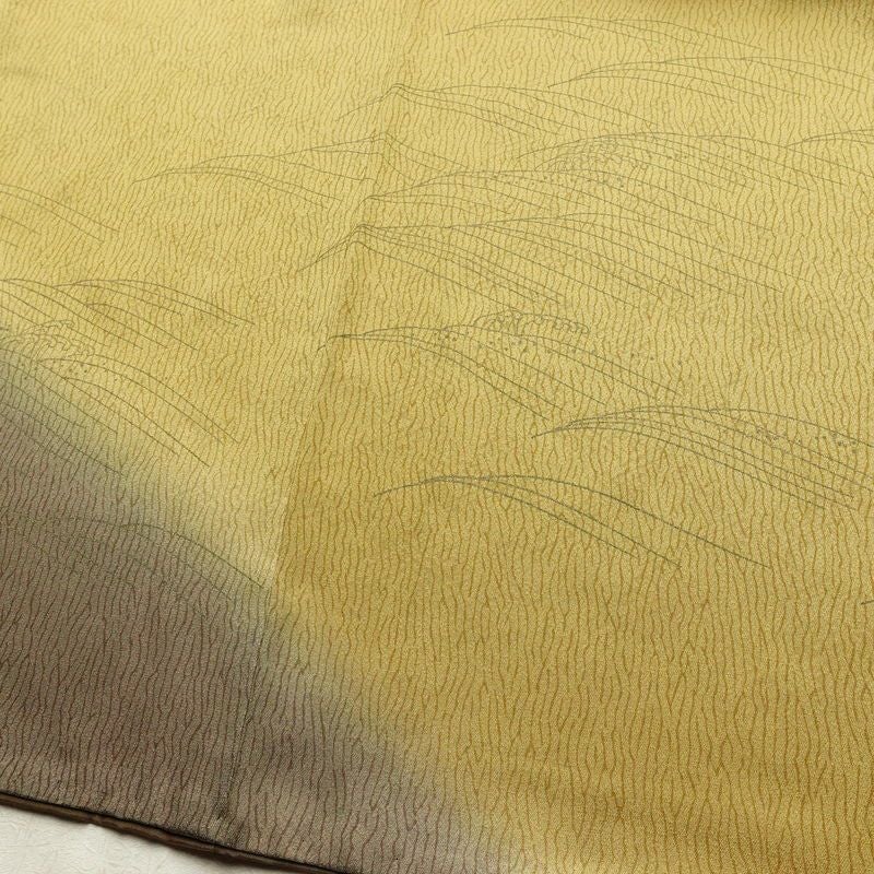 訪問着 正絹 木の葉・植物柄 袷仕立て 身丈157.5cm 裄丈63cm リサイクル着物 着物 刺繍 箔 入学式 卒業式 七五三 お宮参り フォーマル 黄・黄土色_画像12