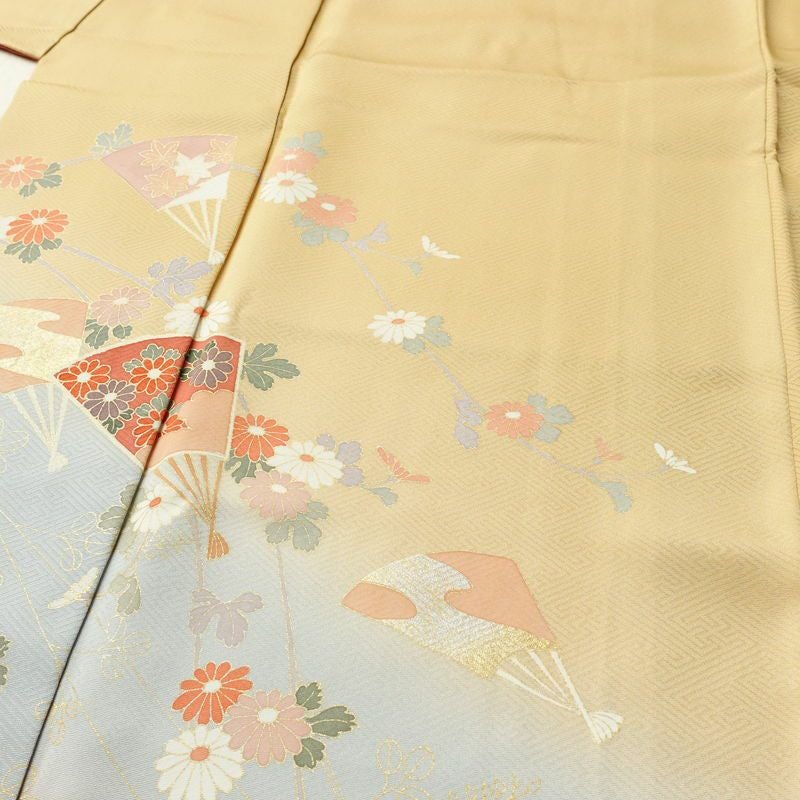 訪問着 正絹 古典柄 袷仕立て 身丈153cm 裄丈63cm リサイクル着物 着物 箔 金彩 入学式 卒業式 七五三 お宮参り フォーマル 上品 ベージュ_画像5