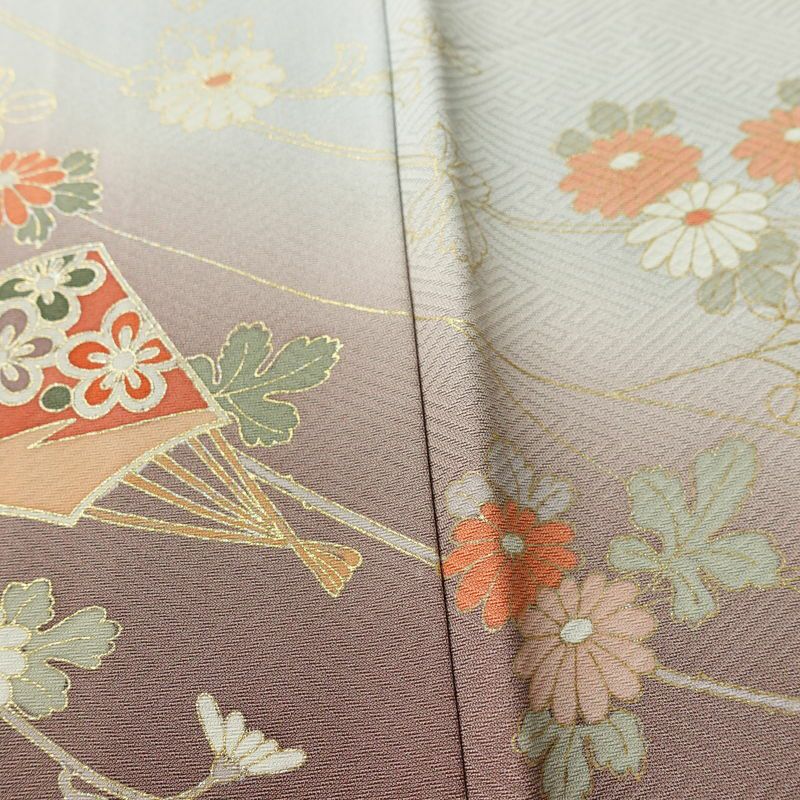 訪問着 正絹 古典柄 袷仕立て 身丈153cm 裄丈63cm リサイクル着物 着物 箔 金彩 入学式 卒業式 七五三 お宮参り フォーマル 上品 ベージュ_画像11
