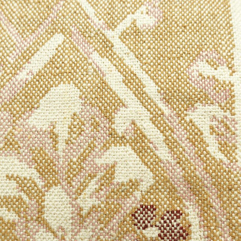 名古屋帯 六通柄 良品 正絹 幾何学柄・抽象柄 通し仕立て なごや帯 リサイクル帯 帯 紬地 ベージュ_画像4