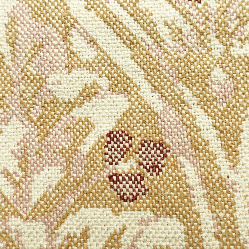 名古屋帯 六通柄 良品 正絹 幾何学柄・抽象柄 通し仕立て なごや帯 リサイクル帯 帯 紬地 ベージュ_画像6