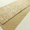 名古屋帯 六通柄 良品 正絹 幾何学柄・抽象柄 通し仕立て なごや帯 リサイクル帯 帯 紬地 ベージュ_画像9