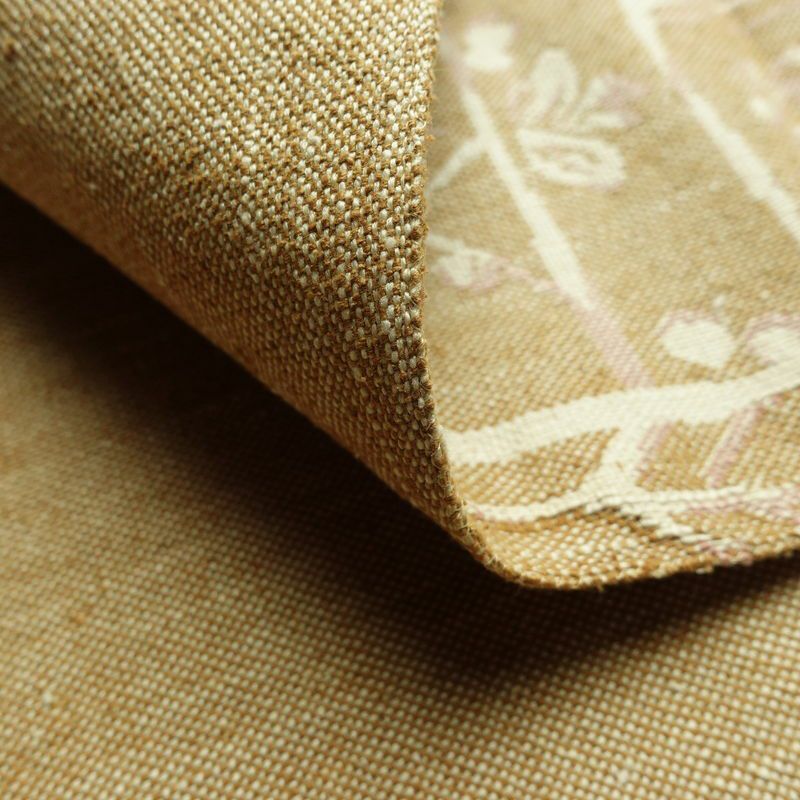 名古屋帯 六通柄 良品 正絹 幾何学柄・抽象柄 通し仕立て なごや帯 リサイクル帯 帯 紬地 ベージュ_画像11