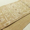 名古屋帯 六通柄 良品 正絹 幾何学柄・抽象柄 通し仕立て なごや帯 リサイクル帯 帯 紬地 ベージュ_画像12