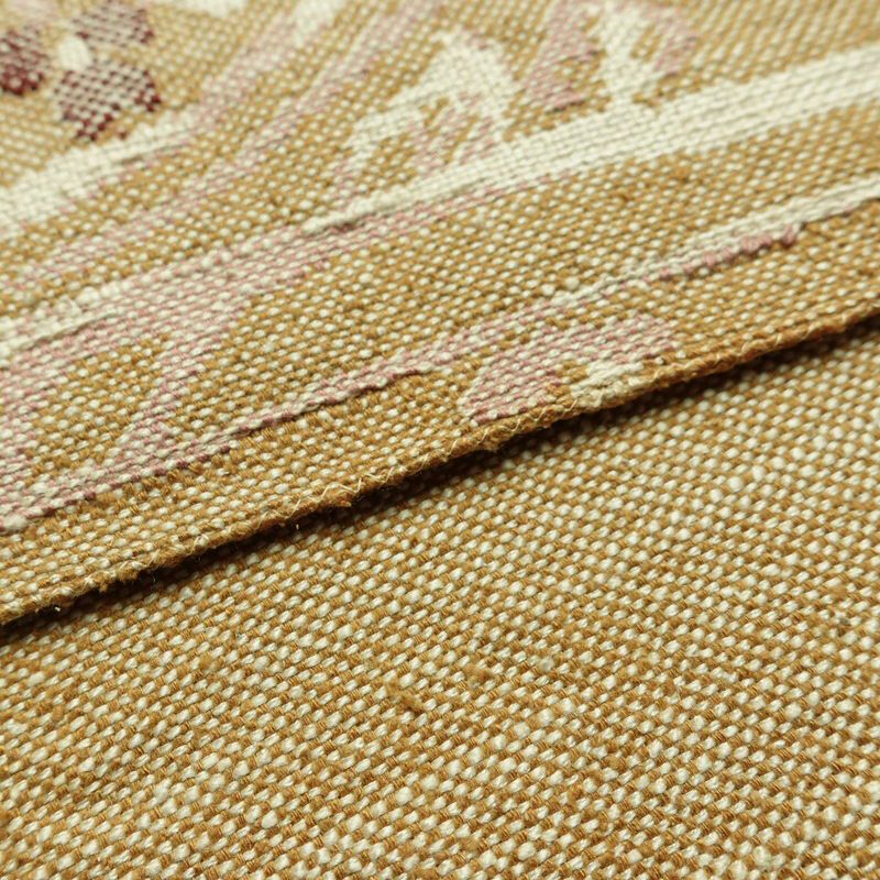 名古屋帯 六通柄 良品 正絹 幾何学柄・抽象柄 通し仕立て なごや帯 リサイクル帯 帯 紬地 ベージュ_画像13