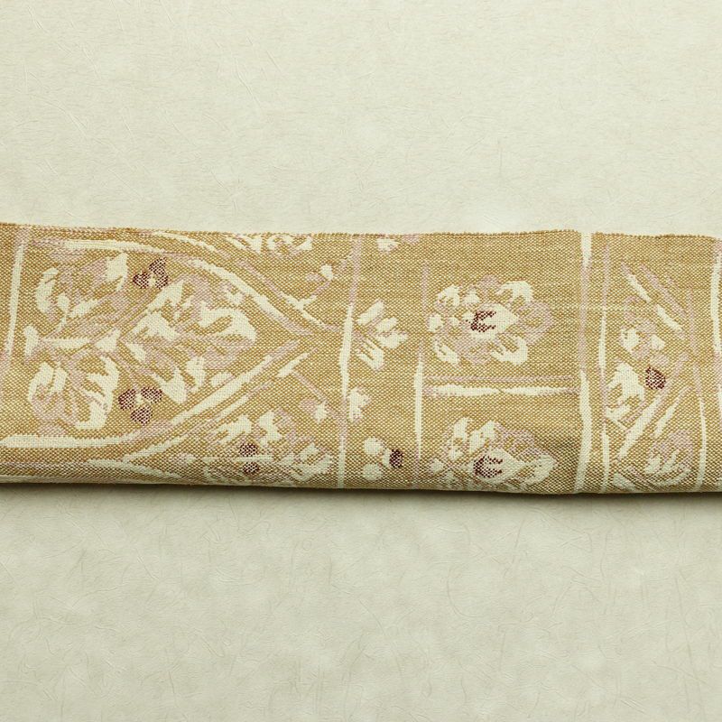 名古屋帯 六通柄 良品 正絹 幾何学柄・抽象柄 通し仕立て なごや帯 リサイクル帯 帯 紬地 ベージュ_画像15