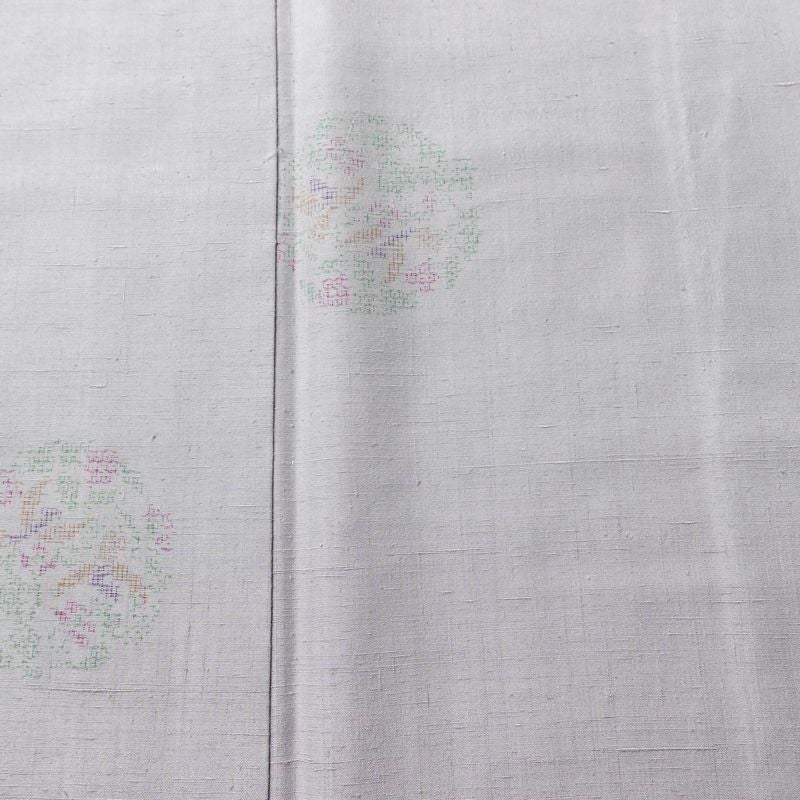 結城紬 紬 手織結城紬 証紙あり 正絹 幾何学柄・抽象柄 袷仕立て 身丈159cm 裄丈64cm リサイクル着物 着物 紫・藤色_画像6