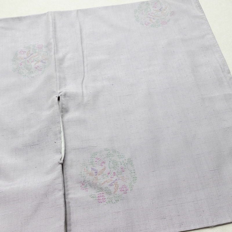 結城紬 紬 手織結城紬 証紙あり 正絹 幾何学柄・抽象柄 袷仕立て 身丈159cm 裄丈64cm リサイクル着物 着物 紫・藤色_画像12