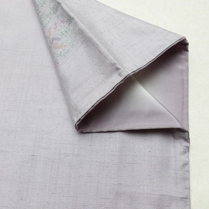 結城紬 紬 手織結城紬 証紙あり 正絹 幾何学柄・抽象柄 袷仕立て 身丈159cm 裄丈64cm リサイクル着物 着物 紫・藤色_画像13