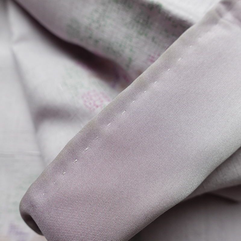 結城紬 紬 手織結城紬 証紙あり 正絹 幾何学柄・抽象柄 袷仕立て 身丈159cm 裄丈64cm リサイクル着物 着物 紫・藤色_画像17