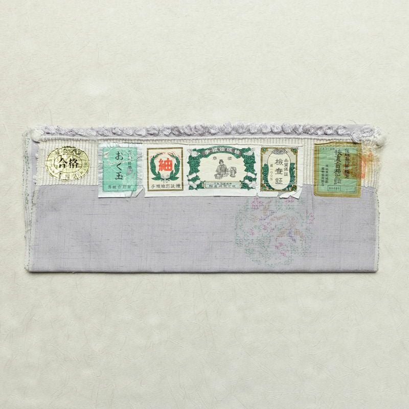 結城紬 紬 手織結城紬 証紙あり 正絹 幾何学柄・抽象柄 袷仕立て 身丈159cm 裄丈64cm リサイクル着物 着物 紫・藤色_画像21