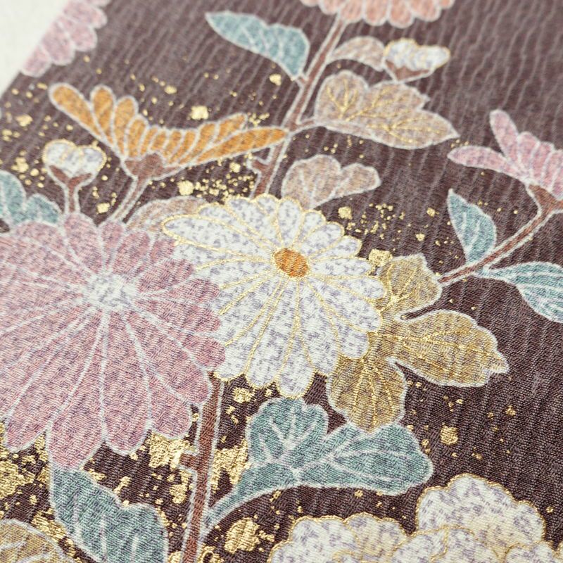 訪問着 良品 金駒刺繍 正絹 花柄 袷仕立て 身丈165.5cm 裄丈69cm リサイクル着物 一部しつけ糸付き 着物 箔 入学式 卒業式 結婚式 七五三 パーティー お宮参り フォーマル 菊 くすみブルー くすみパープル 多色使い_画像9