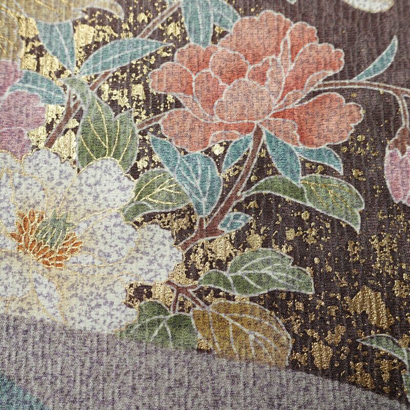 訪問着 良品 金駒刺繍 正絹 花柄 袷仕立て 身丈165.5cm 裄丈69cm リサイクル着物 一部しつけ糸付き 着物 箔 入学式 卒業式 結婚式 七五三 パーティー お宮参り フォーマル 菊 くすみブルー くすみパープル 多色使い_画像11