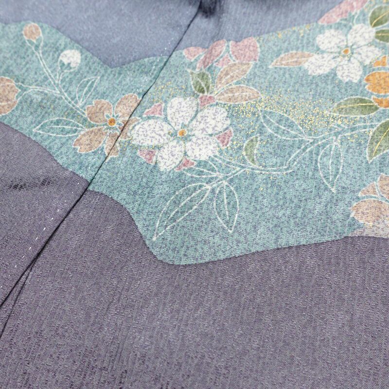 訪問着 良品 金駒刺繍 正絹 花柄 袷仕立て 身丈165.5cm 裄丈69cm リサイクル着物 一部しつけ糸付き 着物 箔 入学式 卒業式 結婚式 七五三 パーティー お宮参り フォーマル 菊 くすみブルー くすみパープル 多色使い_画像19